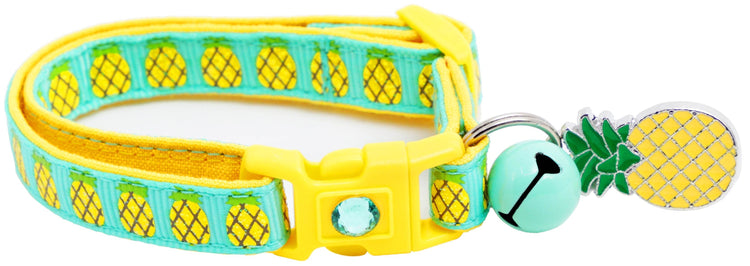 Tropical Pineapple Cat Collar – Breakaway Safety Design, Handmade - The Max & Rex Collection