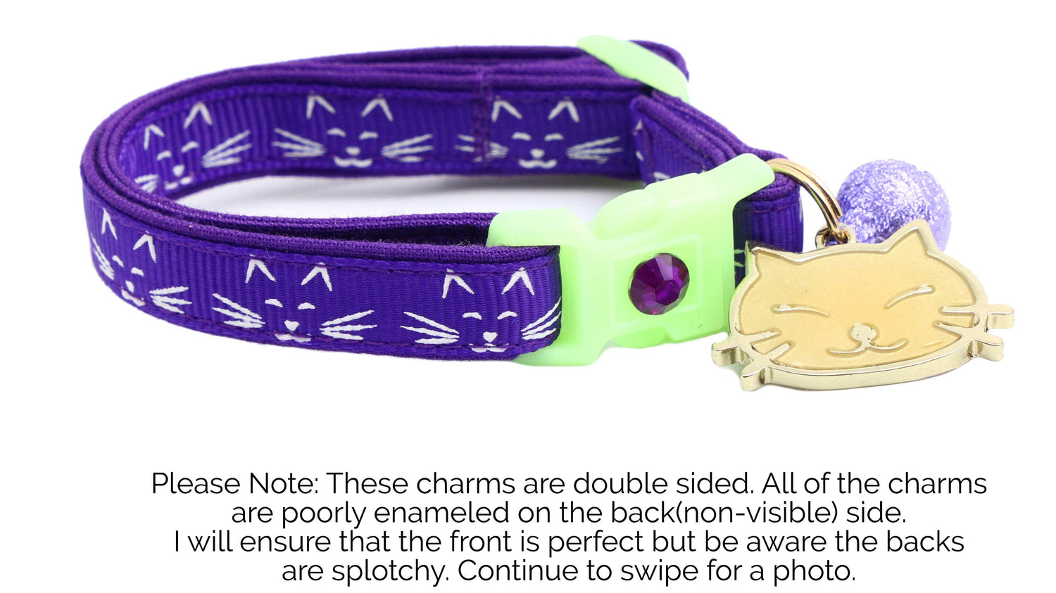 Glowing Cat Faces Breakaway Cat Collar - The Max & Rex Collection