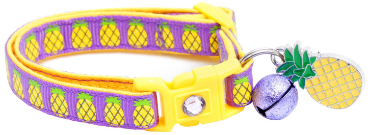 Tropical Pineapple Cat Collar – Breakaway Safety Design, Handmade - The Max & Rex Collection