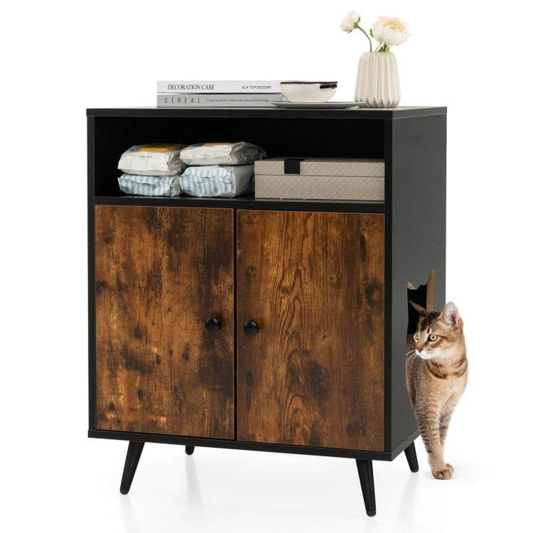 Rustic-Modern Cat Litter Cabinet with Extra Storage - The Max & Rex Collection