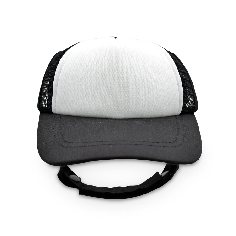 Two-tone cap with white top and gray body on a white background