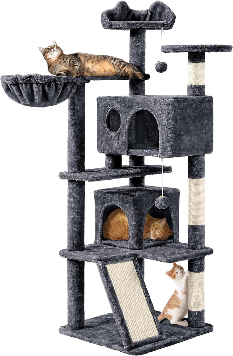 Topeakmart 57 Inches Multi-Level Cat Tree Cat Condo with Scratching Posts Kittens Activity Tower Pet Play House Furniture - The Max & Rex Collection