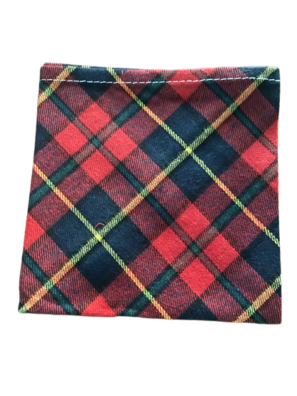 Personalized 100% Cotton Plaid Pet Bandana – Custom Name with Heart & Paw