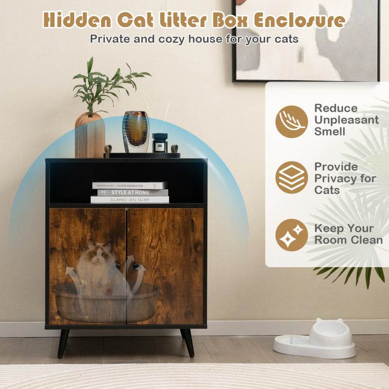Rustic-Modern Cat Litter Cabinet with Extra Storage - The Max & Rex Collection