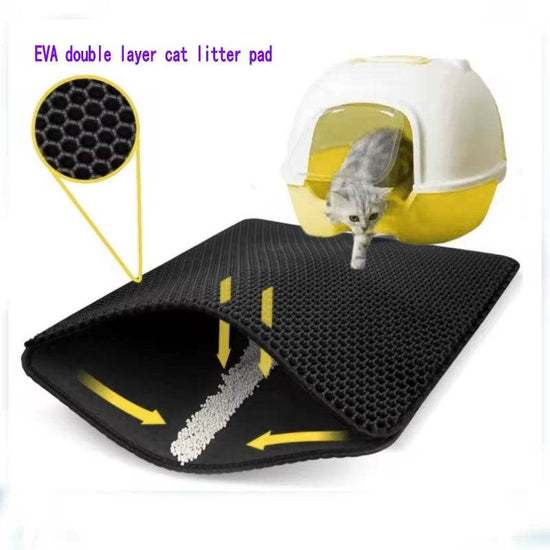 Double Layer Cat Litter Mat - Waterproof Non-Slip Trapping Mat | Washable Sand Catcher Pad for Litter Box - The Max & Rex Collection