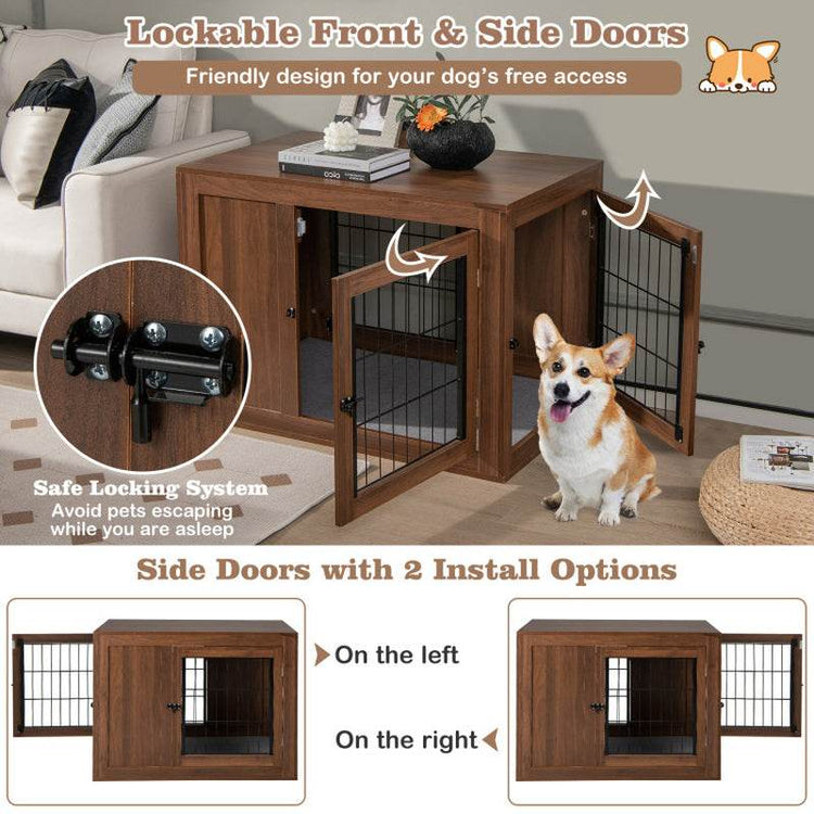 Furniture Dog Crate with Cushion and Double Doors - The Max & Rex Collection