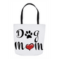 Dog Mom White Tote Bag – Cute Paw & Heart Design | Reusable Pet Lover Tote - The Max & Rex Collection