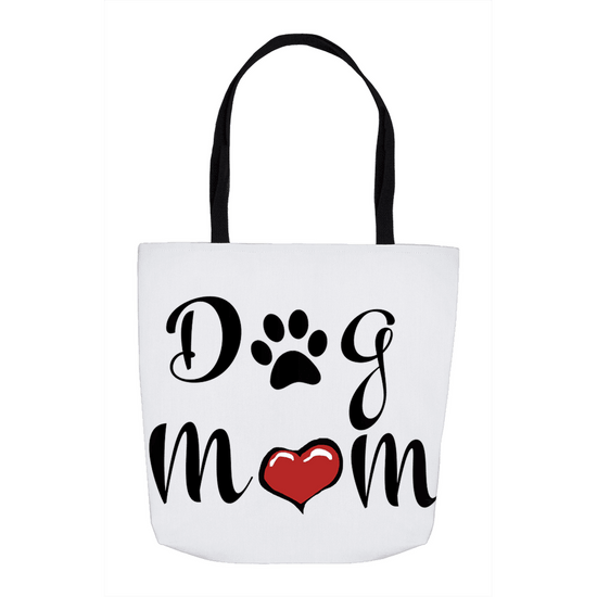 Dog Mom White Tote Bag – Cute Paw & Heart Design | Reusable Pet Lover Tote - The Max & Rex Collection