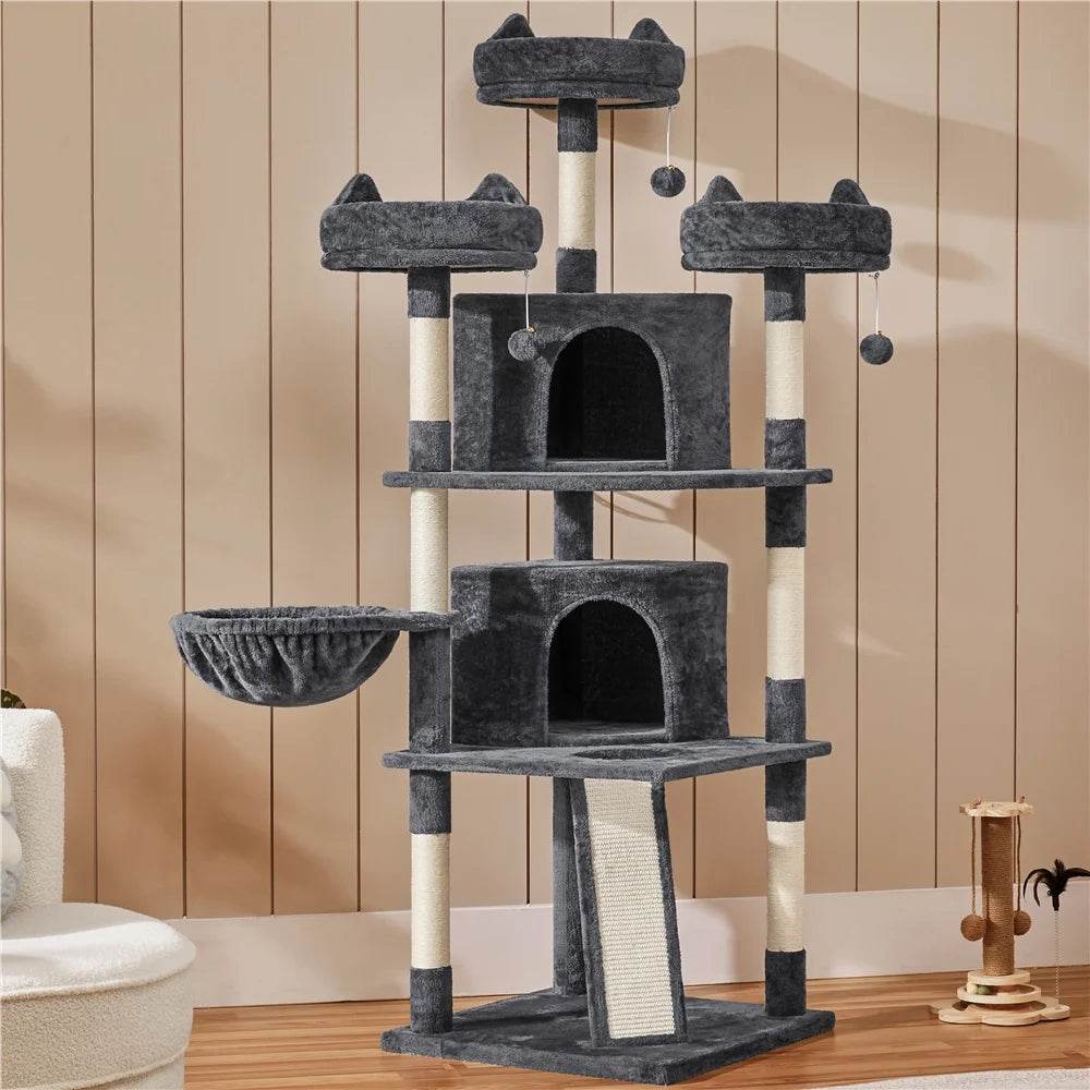 Renwick 69in Large Cat Tree Tower with Condos &amp; Scratching Board - Dark Gray - The Max & Rex Collection