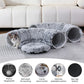 Cat Tunnel with Cat Bed for Indoor Cats, Multifunctional Cat Playground Toys Hideplace for Small Medium Large Cats