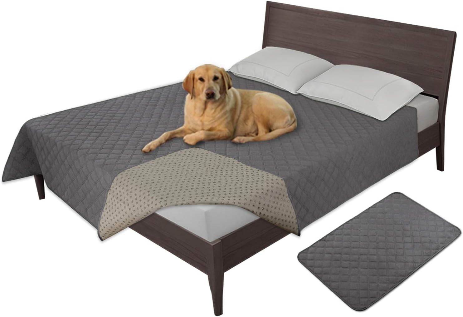 Easy-Going 100% Waterproof Dog Bed Cover Washable Couch Cover Non-Slip Sofa Cover Leakproof Blanket Furniture Protector Cover Reusable Incontinence Bed Underpads for Pets Kids Dog Cat(68X82 In,Gray) - The Max & Rex Collection