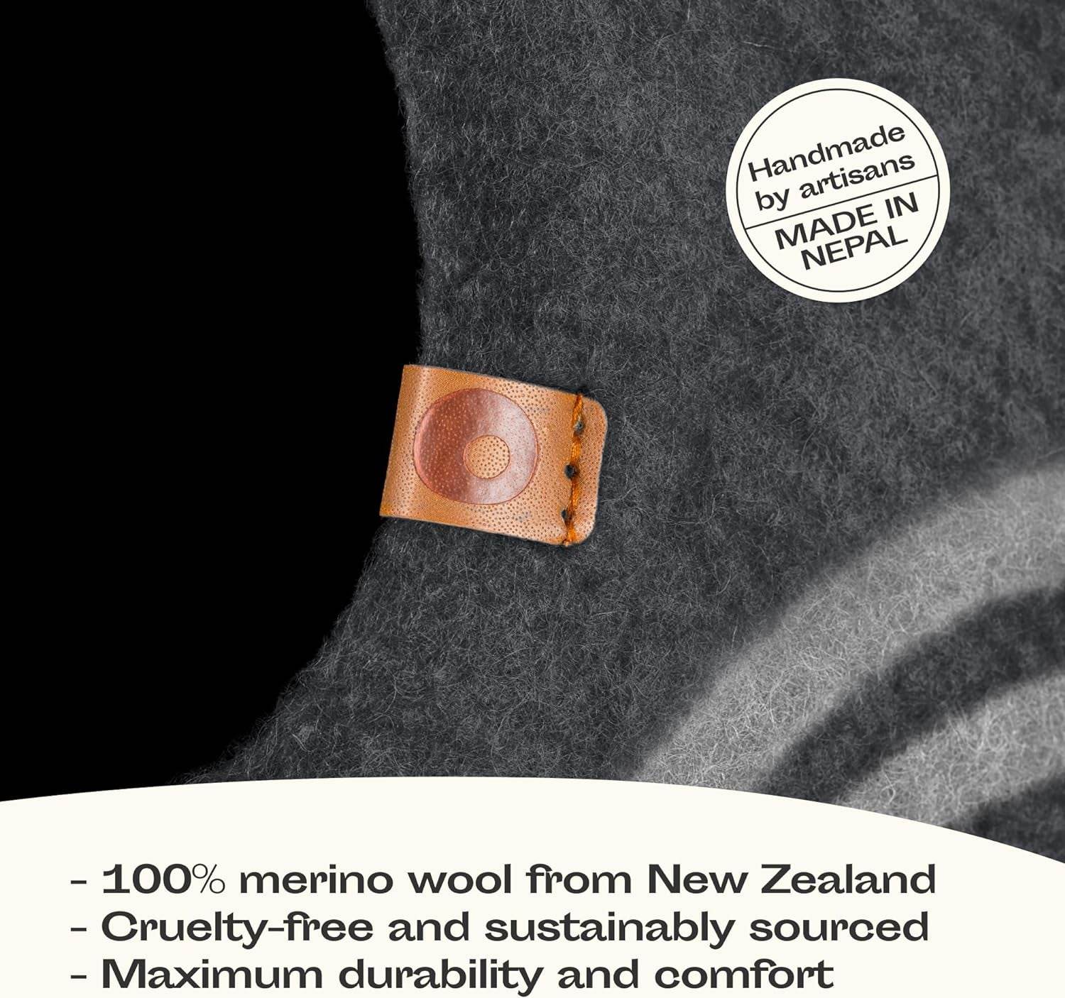 MEOWFIA Cat Cave – Premium Felt Cat Bed for Indoor Cats, Handmade 100% Merino Wool (Medium, Dark Grey) - The Max & Rex Collection