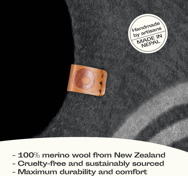 MEOWFIA Cat Cave – Premium Felt Cat Bed for Indoor Cats, Handmade 100% Merino Wool (Medium, Dark Grey) - The Max & Rex Collection