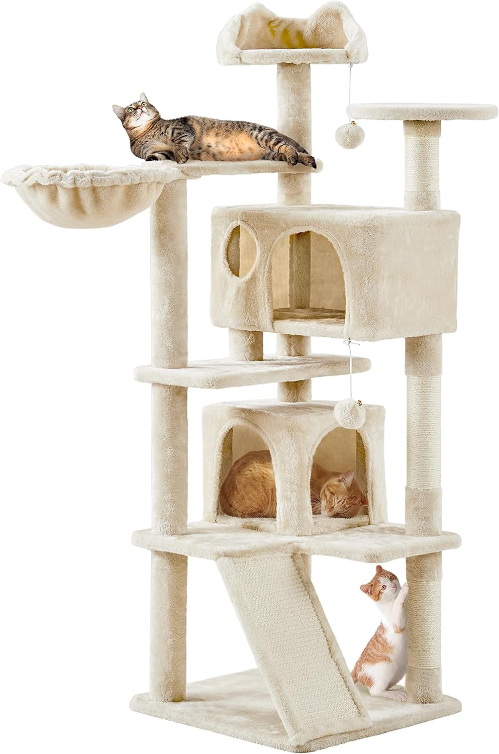 Topeakmart 57 Inches Multi-Level Cat Tree Cat Condo with Scratching Posts Kittens Activity Tower Pet Play House Furniture - The Max & Rex Collection