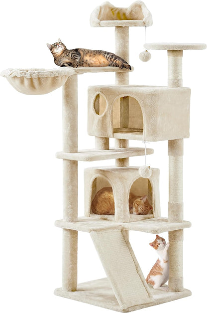 Topeakmart 57 Inches Multi-Level Cat Tree Cat Condo with Scratching Posts Kittens Activity Tower Pet Play House Furniture - The Max & Rex Collection