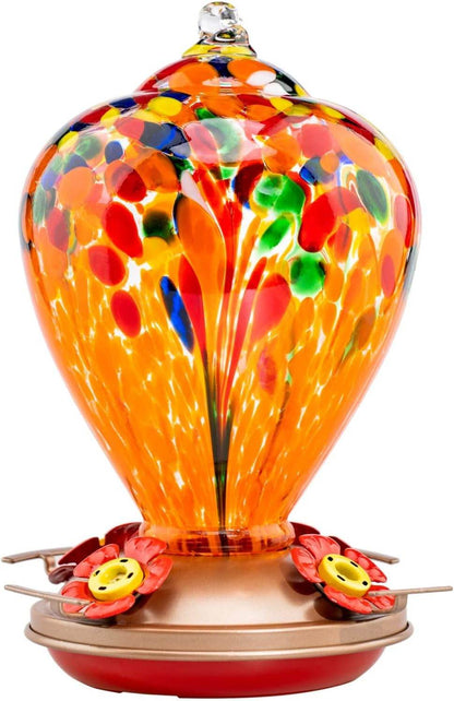 Muse Garden 34oz Blown Glass Hanging Hummingbird Feeder - The Max & Rex Collection