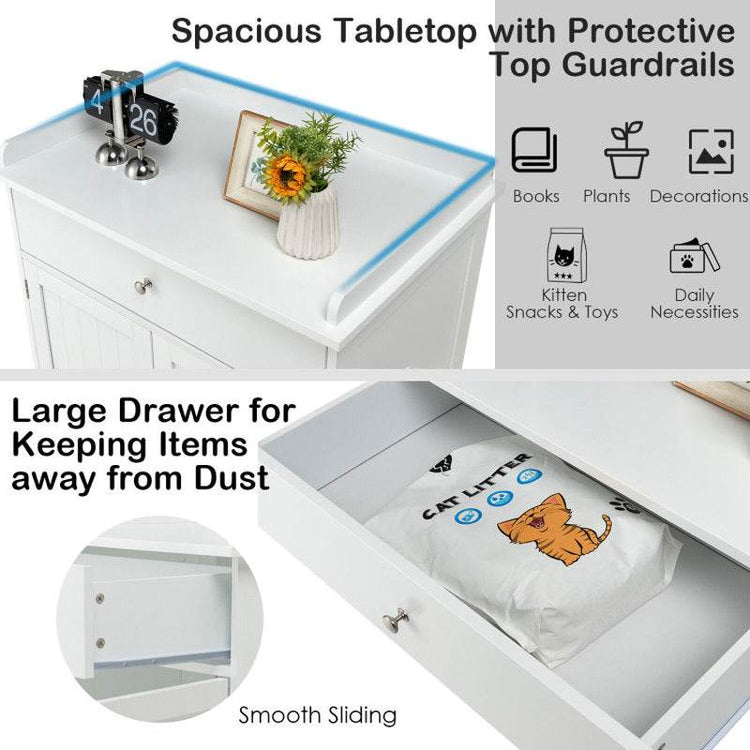 Wooden Cat Litter Box Enclosure with Drawer Side Table Furniture - The Max & Rex Collection