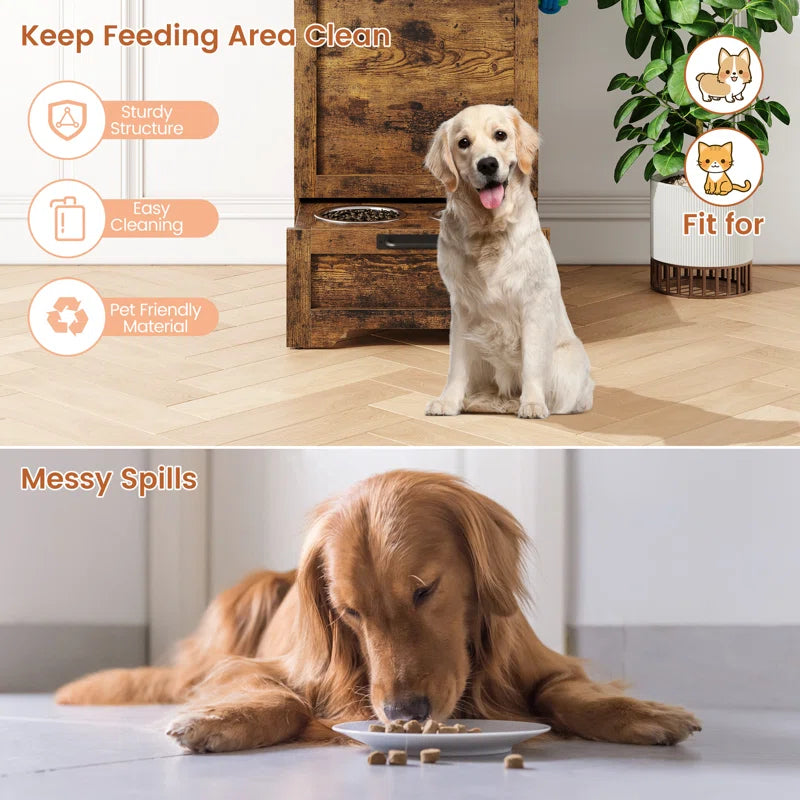 Pet Food Cabinet,Dog Feeding Station with 2 Elevated Dog Bowls