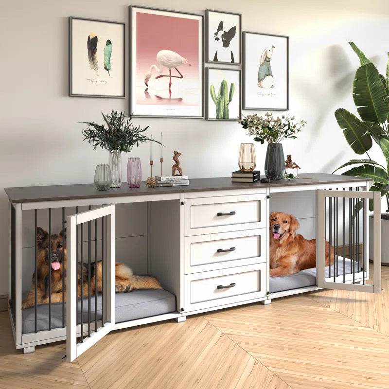Furniture Style Wooden Dog Crate with 3 Drawers - The Max & Rex Collection