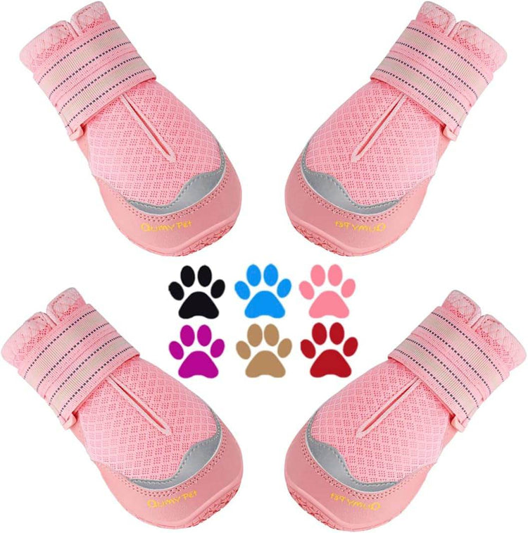 QUMY 2PCS Dog Boots for Large Dogs, Medium Dog Shoes & Paw Protectors for Hot Pavement, Summer Heat Protection, Mesh Breathable Nonslip Dog Booties for Hardfloors, Walking Running Hiking Red Size 2 - The Max & Rex Collection