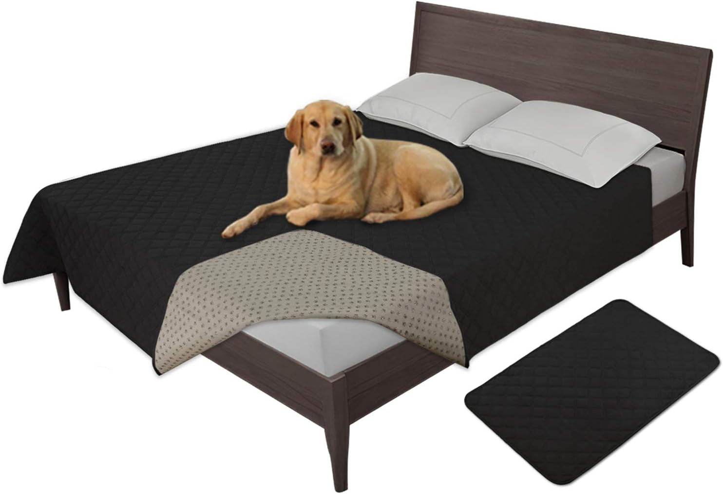 Easy-Going 100% Waterproof Dog Bed Cover Washable Couch Cover Non-Slip Sofa Cover Leakproof Blanket Furniture Protector Cover Reusable Incontinence Bed Underpads for Pets Kids Dog Cat(68X82 In,Gray) - The Max & Rex Collection