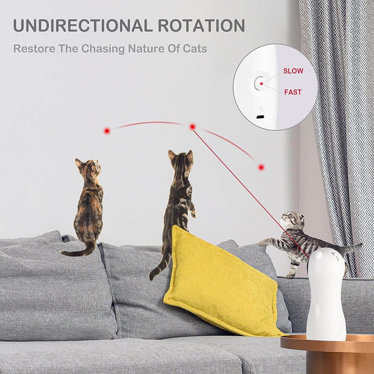 Automatic Cat Laser Toy, Interactive Pet Laser Toys for Indoor Cats and Kittens, 5 Random Patterns, USB Charging or Battery Powered, Random Rotating Light Pet Toy - The Max & Rex Collection