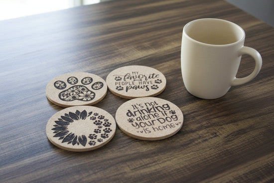 Coaster: cork coasters - dog lover/cat lover sayings