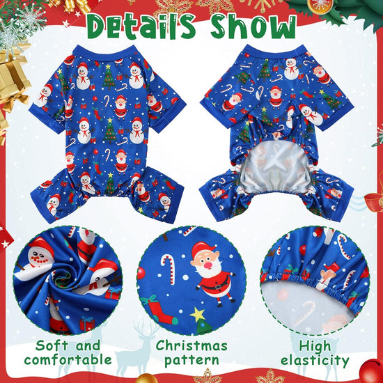 Weewooday 4 Pieces Christmas Dog Pajamas Christmas Element Puppy Clothes Santa Snowman Xmas Holiday Pet Puppy Pajamas Christmas Tree Snowflake Dog Pajama (Santa Patterns,Large)