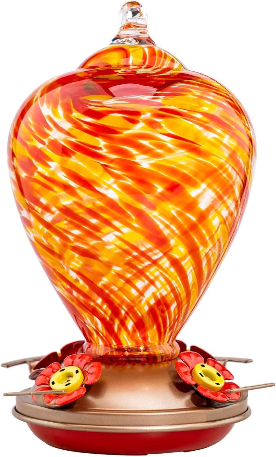 Muse Garden 34oz Blown Glass Hanging Hummingbird Feeder - The Max & Rex Collection