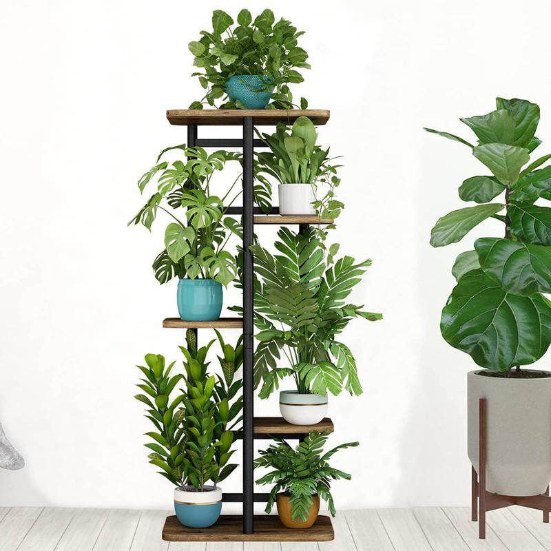Plant Stand 5 Tier 6 Potted Indoor Plant Shelf Multiple Stands for Garden Corner Balcony Living Room 14.17 X 9 X 37 Inch - The Max & Rex Collection