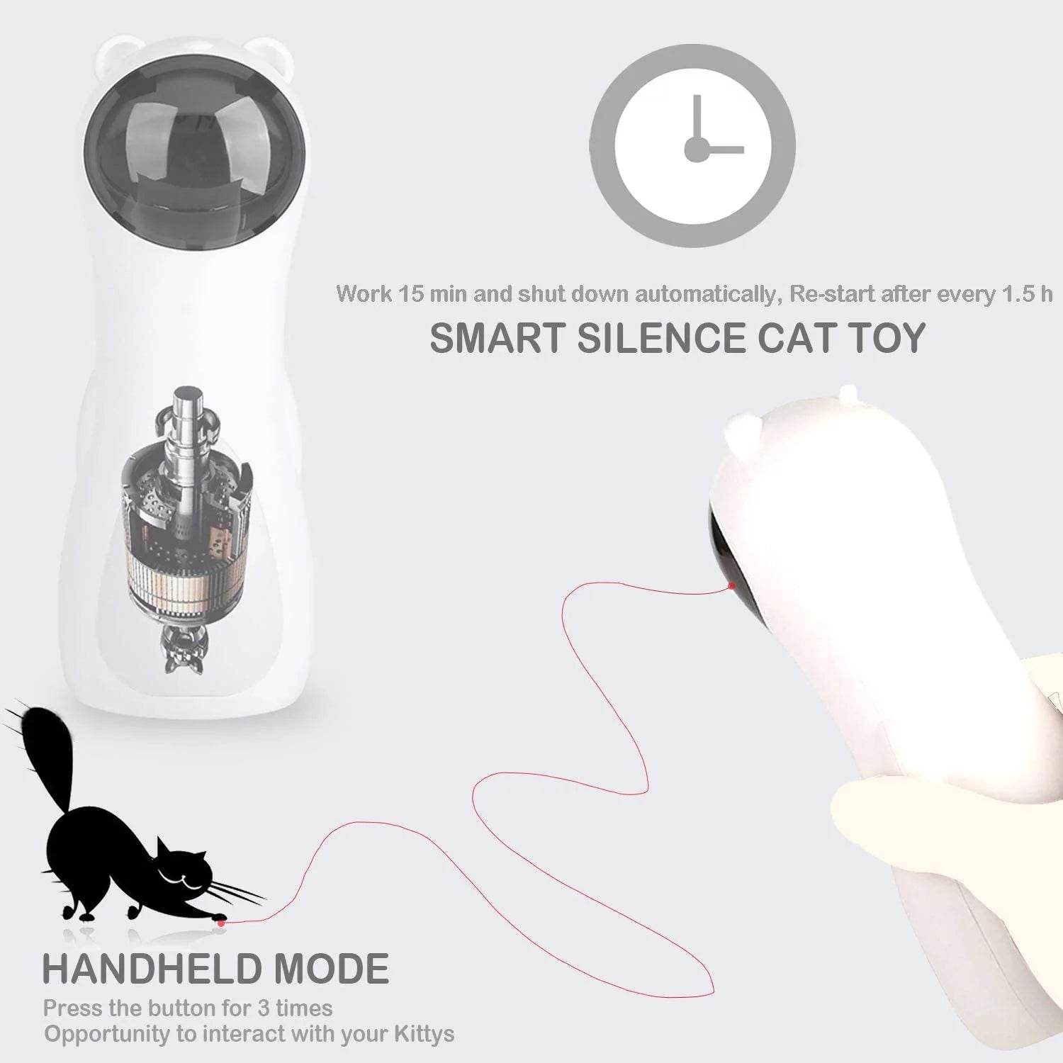 Automatic Cat Laser Toy, Interactive Pet Laser Toys for Indoor Cats and Kittens, 5 Random Patterns, USB Charging or Battery Powered, Random Rotating Light Pet Toy - The Max & Rex Collection