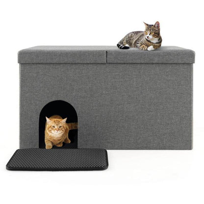 Cat Litter Box Enclosure Hidden Furniture with Urine Proof Litter Mat - The Max & Rex Collection