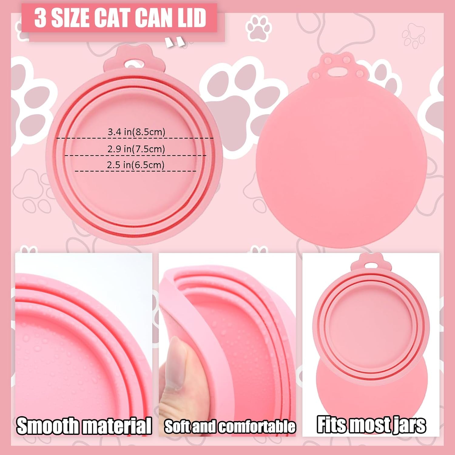 5 Pcs Pet Food Can Supplies Set - Dog and Cat Food Lid, Can Opener, Spoons for Wet Food (Pink)