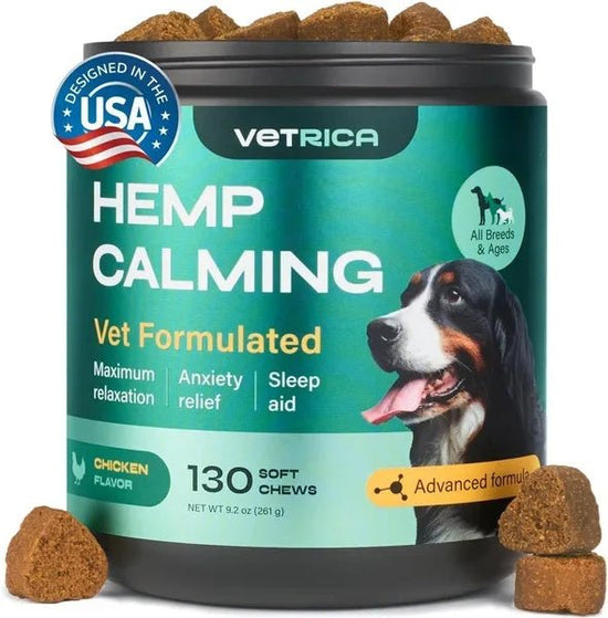 Hemp Calming Chews for Dogs — Chicken Flavor Stress & Anxiety Relief (130 Count)