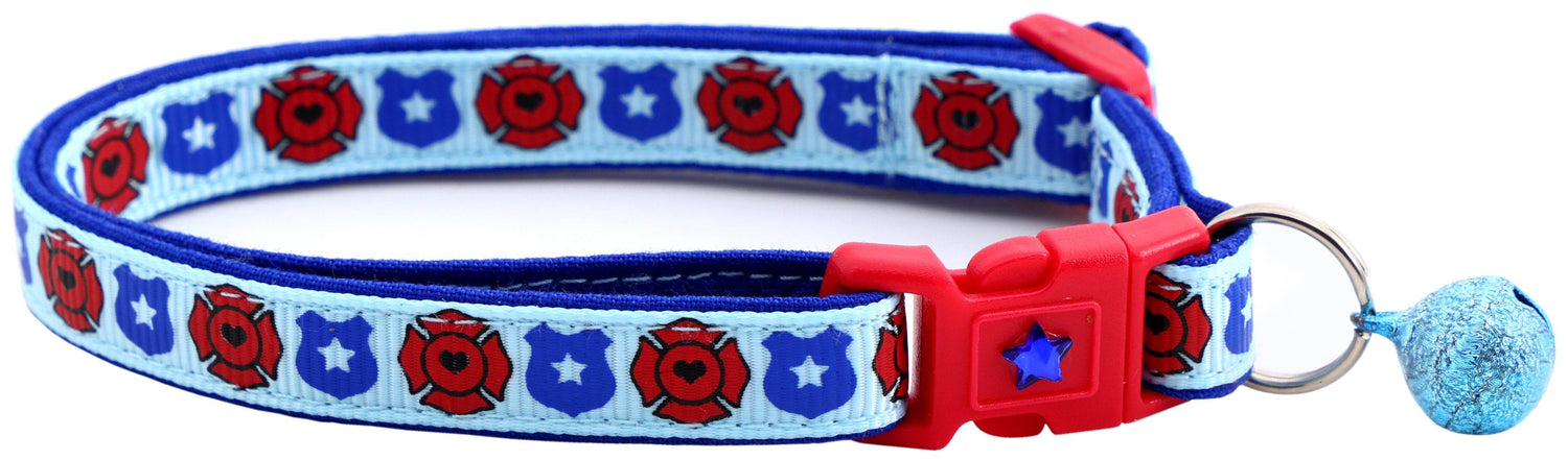 Fire & Police Badges Cat Collar – Breakaway Safety Collar for Cats & Kittens - The Max & Rex Collection