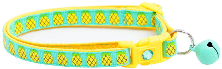 Tropical Pineapple Cat Collar – Breakaway Safety Design, Handmade - The Max & Rex Collection