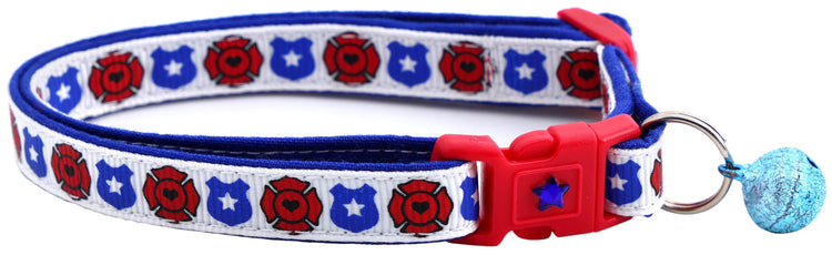 Fire & Police Badges Cat Collar – Breakaway Safety Collar for Cats & Kittens - The Max & Rex Collection