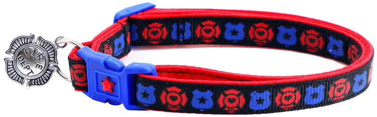 Fire & Police Badges Cat Collar – Breakaway Safety Collar for Cats & Kittens - The Max & Rex Collection