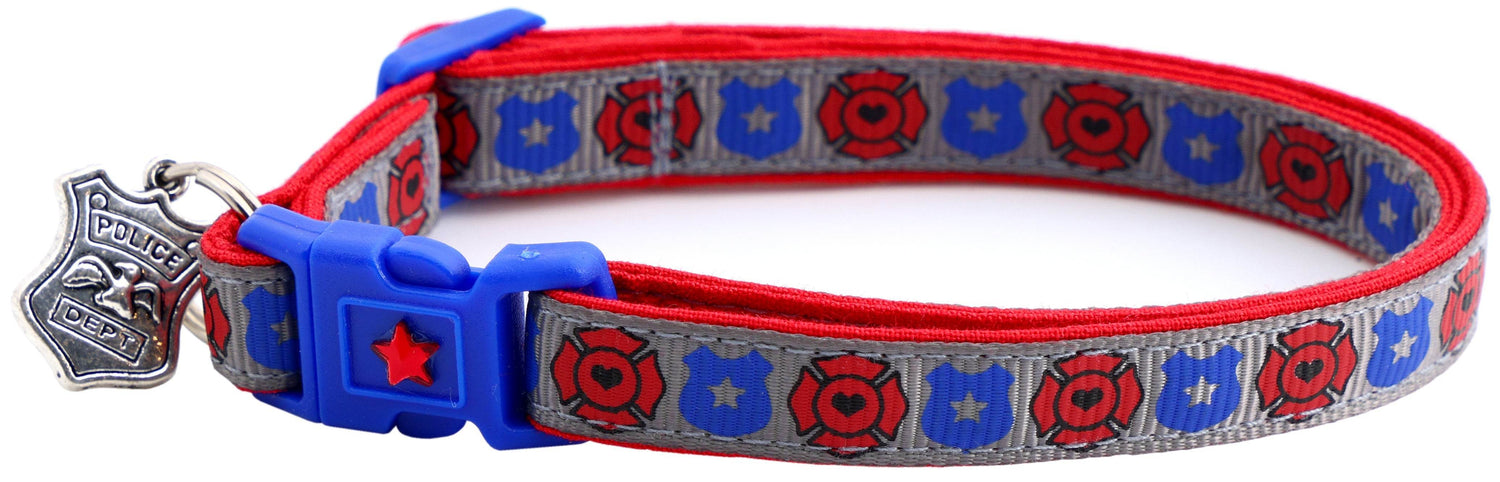 Fire & Police Badges Cat Collar – Breakaway Safety Collar for Cats & Kittens - The Max & Rex Collection