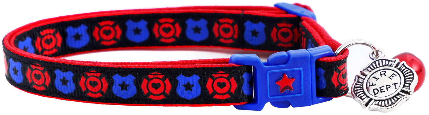Fire & Police Badges Cat Collar – Breakaway Safety Collar for Cats & Kittens - The Max & Rex Collection