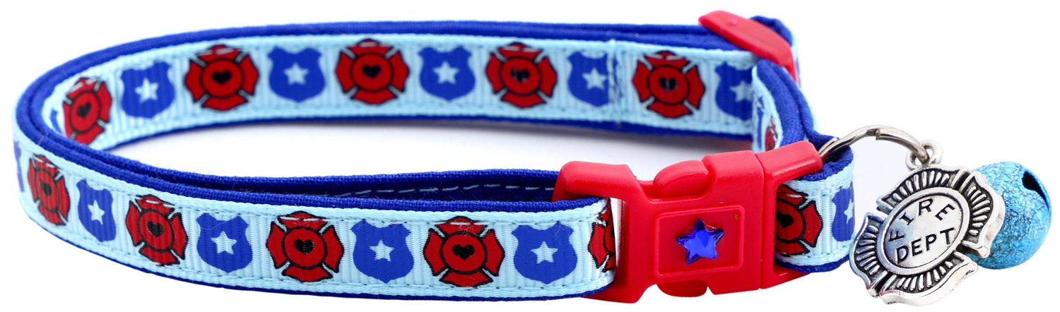 Fire & Police Badges Cat Collar – Breakaway Safety Collar for Cats & Kittens - The Max & Rex Collection