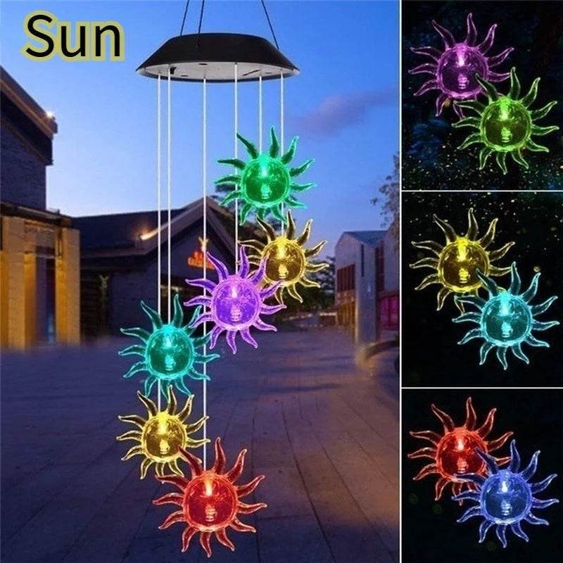 Solar Garden Wind Chime – LED Color-Changing Lights with Crystal Ball & Hummingbird Design - The Max & Rex Collection