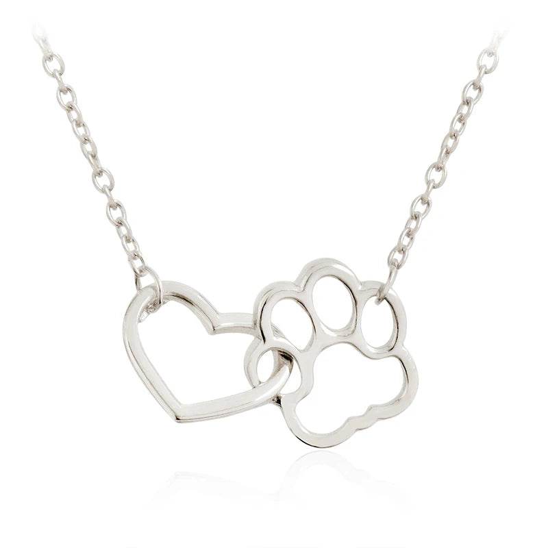Heart & Paw Necklace — Linked Heart & Dog Paw Charm - The Max & Rex Collection