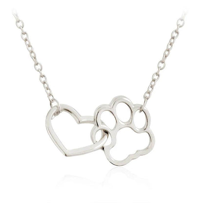 Heart & Paw Necklace — Linked Heart & Dog Paw Charm - The Max & Rex Collection