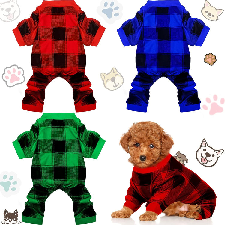 3 Pieces Christmas Dog Pajamas Dog Jumpsuit Santa Snowman Pet Clothes Christmas Pet Pajamas Holiday Costume Jumpsuit for Puppy Cat(Snowman Pattern,M (Fit 5.5-7.7Lbs))