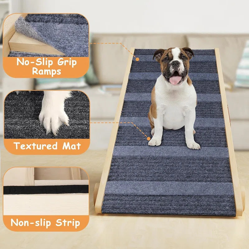 Wooden Dog Ramp Adjustable Folding Portable Pet Ramp