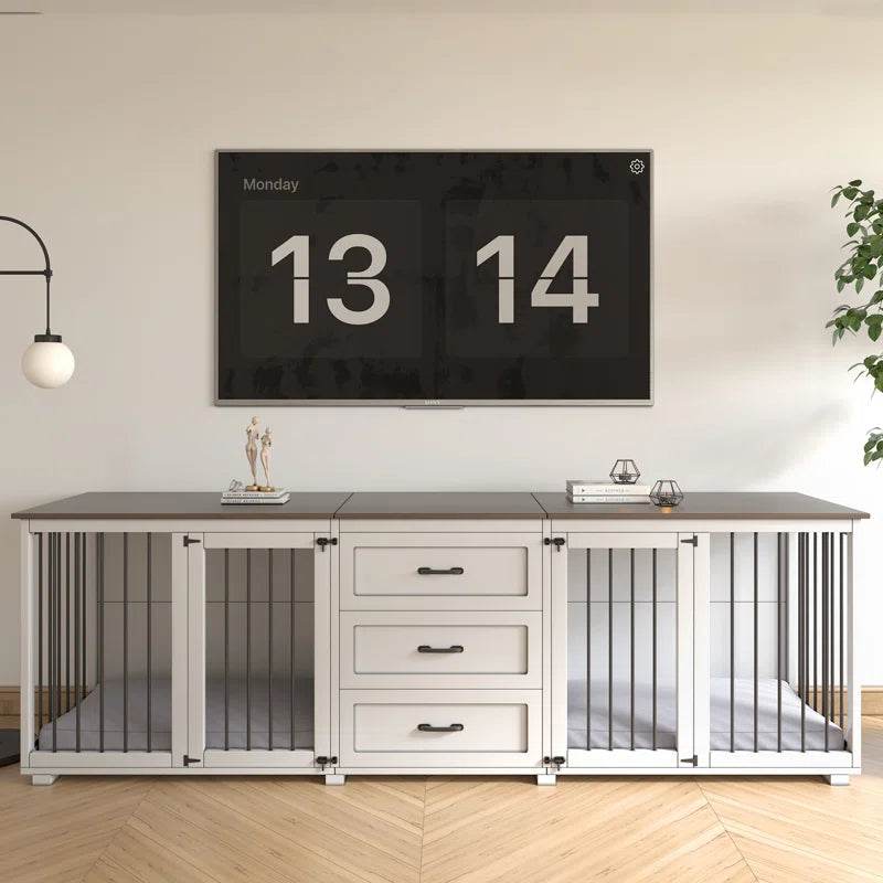 Furniture Style Wooden Dog Crate with 3 Drawers - The Max & Rex Collection