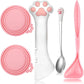 5 Pcs Pet Food Can Supplies Set - Dog and Cat Food Lid, Can Opener, Spoons for Wet Food (Pink)