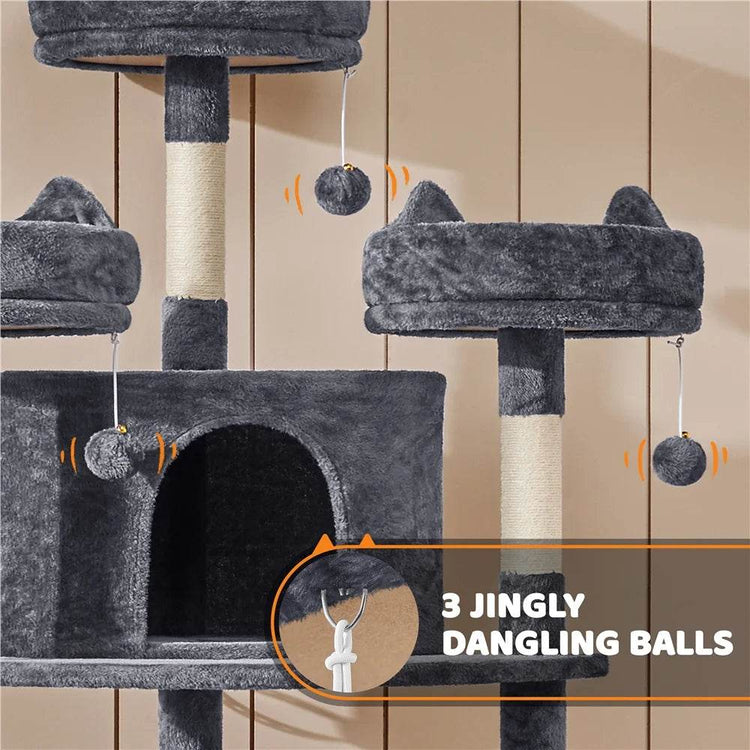 Renwick 69in Large Cat Tree Tower with Condos &amp; Scratching Board - Dark Gray - The Max & Rex Collection