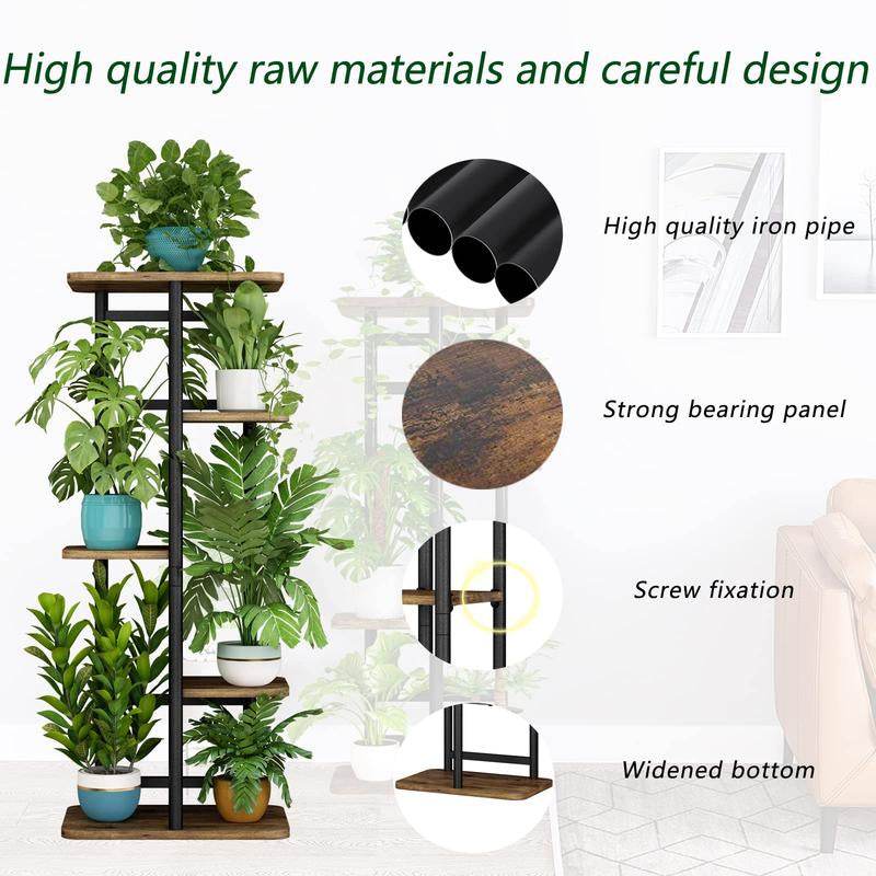 Plant Stand 5 Tier 6 Potted Indoor Plant Shelf Multiple Stands for Garden Corner Balcony Living Room 14.17 X 9 X 37 Inch - The Max & Rex Collection